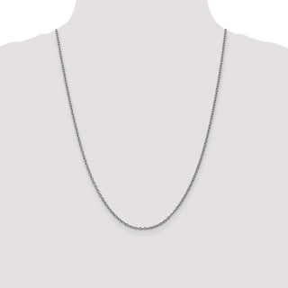 24" 14k White Gold 2.4mm Round Open Link Cable Chain Necklace