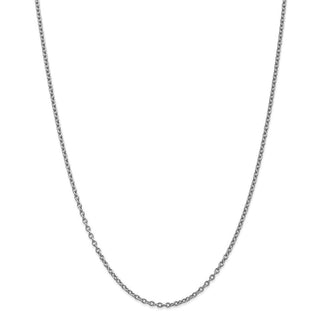30" 14k White Gold 2.4mm Round Open Link Cable Chain Necklace