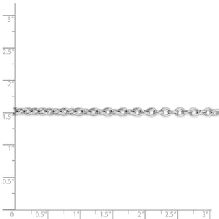 24" 14k White Gold 3.2mm Round Open Link Cable Chain Necklace