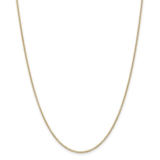 18" 14k Yellow Gold 1.4mm Round Open Wide Link Cable Chain Necklace