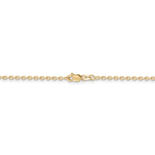 16" 14k Yellow Gold 2mm Round Open Link Cable Chain Necklace