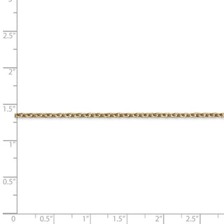 18" 14k Yellow Gold 2mm Round Open Link Cable Chain Necklace