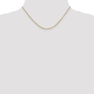 16" 14k Yellow Gold 2mm Round Open Link Cable Chain Necklace