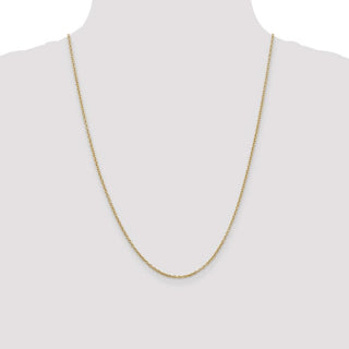 24" 14k Yellow Gold 2mm Round Open Link Cable Chain Necklace