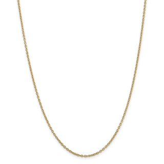 16" 14k Yellow Gold 2mm Round Open Link Cable Chain Necklace