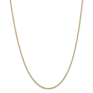18" 14k Yellow Gold 2mm Round Open Link Cable Chain Necklace
