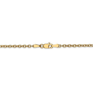 24" 14k Yellow Gold 2.4mm Round Open Link Cable Chain Necklace