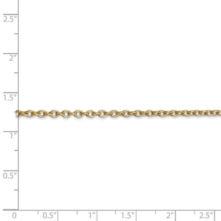 18" 14k Yellow Gold 2.4mm Round Open Link Cable Chain Necklace