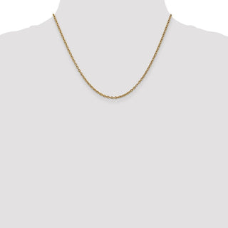 18" 14k Yellow Gold 2.4mm Round Open Link Cable Chain Necklace