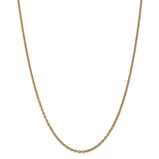 18" 14k Yellow Gold 2.4mm Round Open Link Cable Chain Necklace
