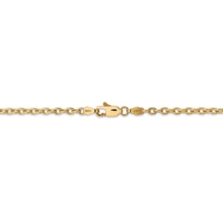 24" 14k Yellow Gold 3.2mm Round Open Link Cable Chain Necklace