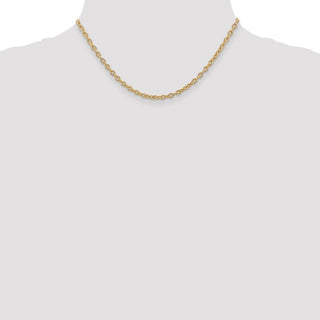 16" 14k Yellow Gold 3.2mm Round Open Link Cable Chain Necklace