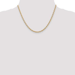 18" 14k Yellow Gold 3.2mm Round Open Link Cable Chain Necklace