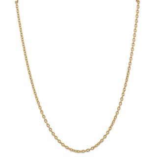 18" 14k Yellow Gold 3.2mm Round Open Link Cable Chain Necklace