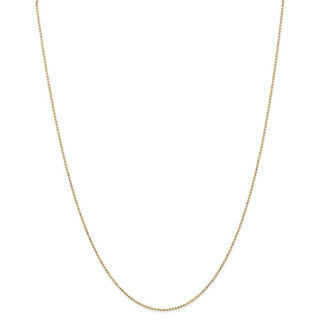 18" 14k Yellow Gold 1.2mm Diamond-cut Beaded Pendant Chain Necklace