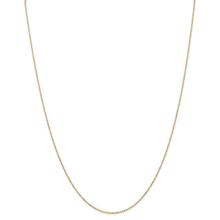 16" 14k Yellow Gold 1.2mm Diamond-cut Beaded Pendant Chain Necklace