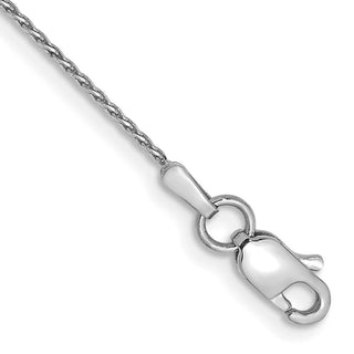 9" 14K White Gold .8mm Diamond-cut Parisian Wheat with Lobster Clasp Anklet
