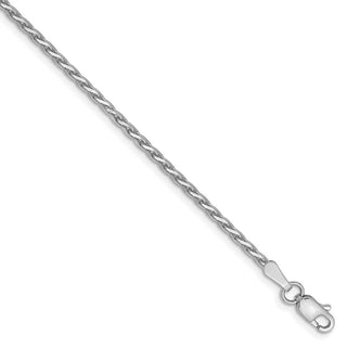 7" 14k White Gold 1.9mm Diamond-cut Parisian Wheat Chain Bracelet