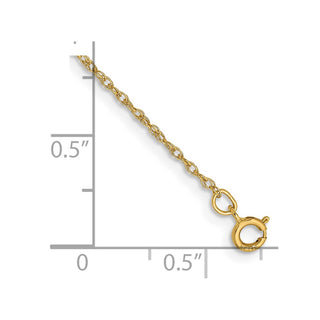 7" 14K Yellow Gold .8mm Light Baby Rope with Spring Ring Clasp Chain