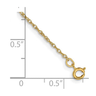 8" 14K Yellow Gold .8mm Light Baby Rope with Spring Ring Clasp Chain