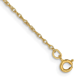 8" 14K Yellow Gold .8mm Light Baby Rope with Spring Ring Clasp Chain