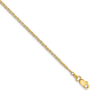 9" 14k Yellow Gold 1.5mm Lightweight Flat Anchor Link Chain Anklet
