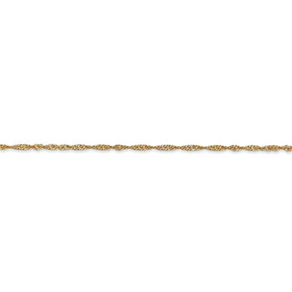 9" 14k Yellow Gold 1.4mm Singapore Chain Anklet