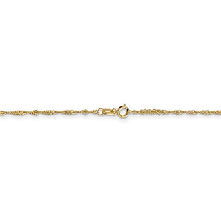 10" 14k Yellow Gold 1.4mm Singapore Chain Anklet