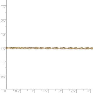 10" 14k Yellow Gold 1.4mm Singapore Chain Anklet