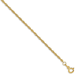 10" 14k Yellow Gold 1.4mm Singapore Chain Anklet