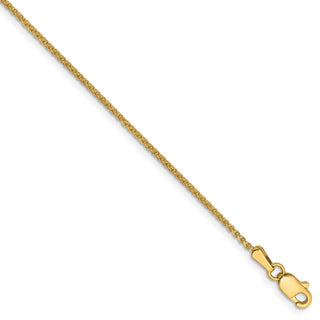 10" 14k Yellow Gold 1.2mm Diamond-cut Spiga Chain Anklet