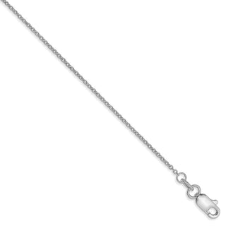 10" 14k White Gold 1mm Cable Chain Anklet