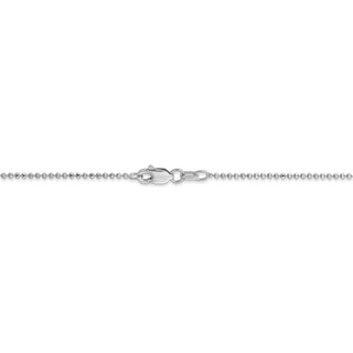 16" 14k White Gold 1.2mm Diamond-cut Beaded Pendant Chain Necklace