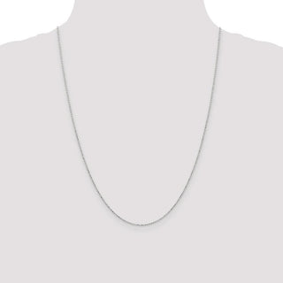 24" 14k White Gold 1.2mm Diamond-cut Beaded Pendant Chain Necklace