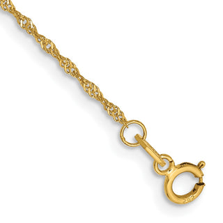 5.5" 14k Yellow Gold 1.10mm Singapore Chain Bracelet