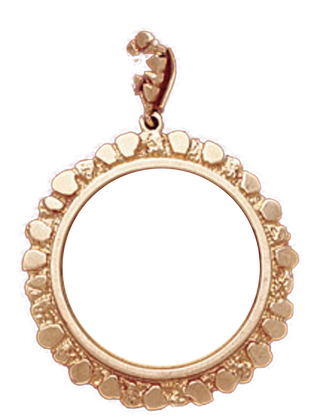 14K Gold Bezel NUGGET FRAME Pendant 27 mm