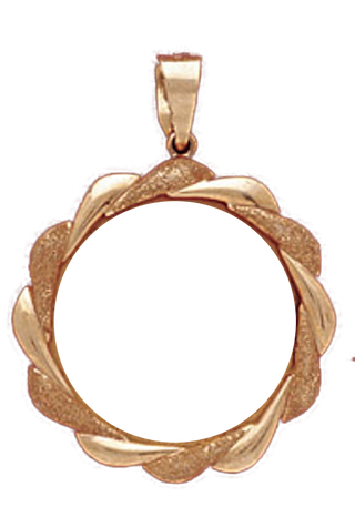 14K Gold Bezel SCALLOP FRAME Pendant 22 mm