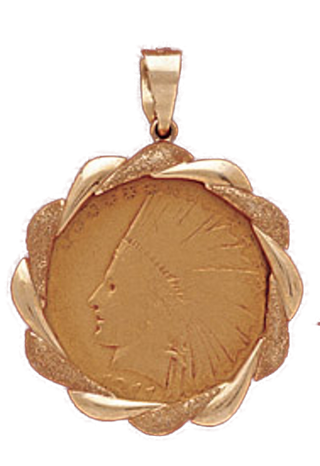 14K Gold Bezel SCALLOP FRAME Pendant 22 mm