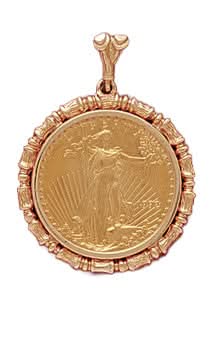 14K Gold Bezel BAMBOO FRAME Pendant 22 mm