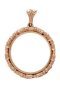 14K Gold Bezel BAMBOO FRAME Pendant 22 mm