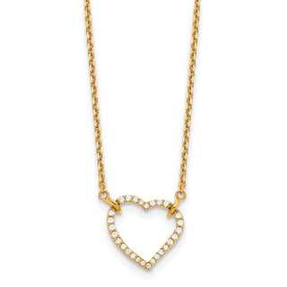 14k Yellow Gold Diamond Heart Pendant Necklace PM1006-020-YA-18