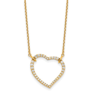 14k Yellow Gold Diamond Heart Pendant Necklace PM1006-070-YA-18