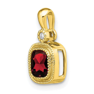 14k Yellow Gold Cushion Garnet and Diamond Pendant PM3665-GA-001-YA