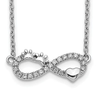 14k White Gold Diamond Infinity Pawprint/Heart 18 inch Necklace