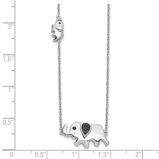 14k White Gold Black Diamond Elephant 18 inch Necklace