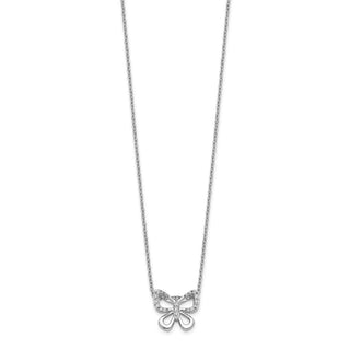 14k White Gold Diamond Butterfly 18 inch Necklace