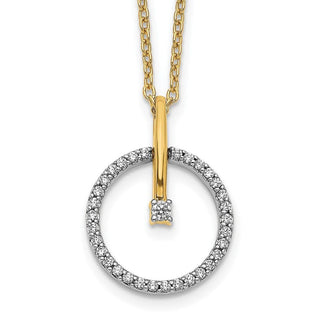 14k Two-tone Gold Diamond Circle 18 inch Necklace