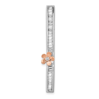 14k Rose and White Gold Diamond Fancy Flower Slide Pendant