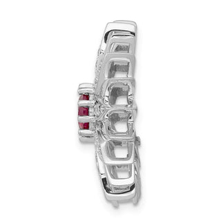 14k White Gold 3/8ctw Diamond and Ruby Flower Slide Pendant