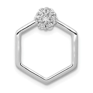 14k White Gold 1/5ctw Diamond Fancy Hexagon Chain Slide Pendant